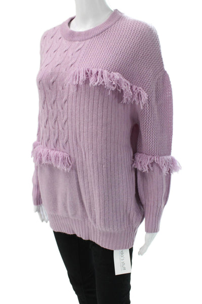 Prabal Gurung Women Purple Wool Cashmere Pullover Crewneck Long Sleeve Size S