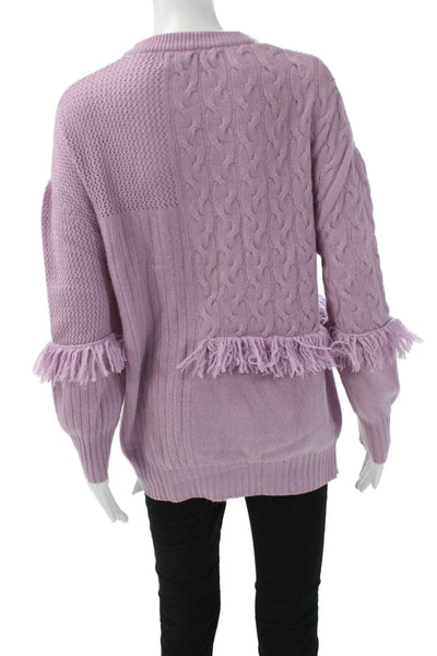 Prabal Gurung Women Purple Wool Cashmere Pullover Crewneck Long Sleeve Size S