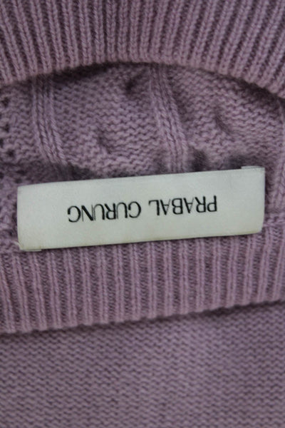 Prabal Gurung Women Purple Wool Cashmere Pullover Crewneck Long Sleeve Size S