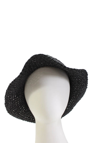 Genie by Eugenia Kim Womens Knotted Rope Detail Woven Bucket Hat Black One Size