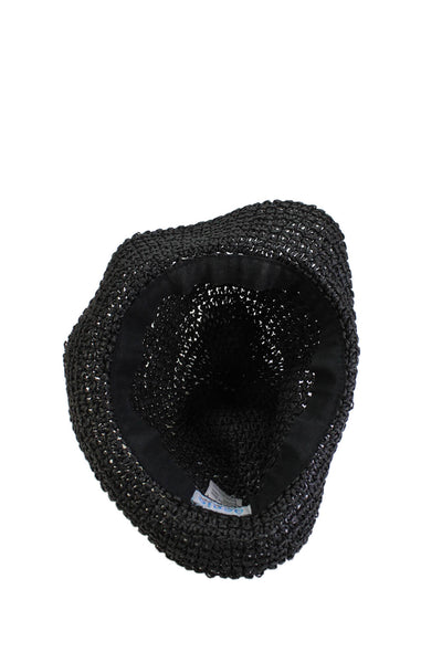 Genie by Eugenia Kim Womens Knotted Rope Detail Woven Bucket Hat Black One Size