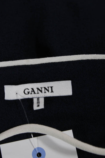 Ganni Women Slip Dress Dark Blue V-Neck Sleeveless Long Size M