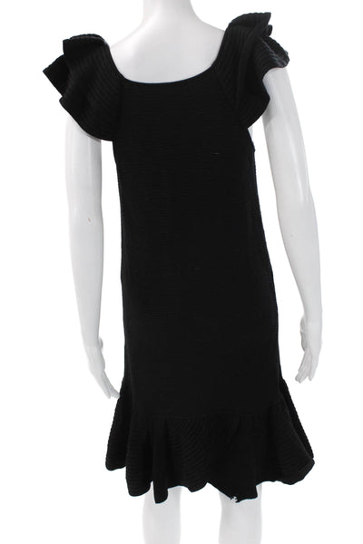 RED Valentino Womens Sweater Dress Black V-Neck Short Sleeve Size S