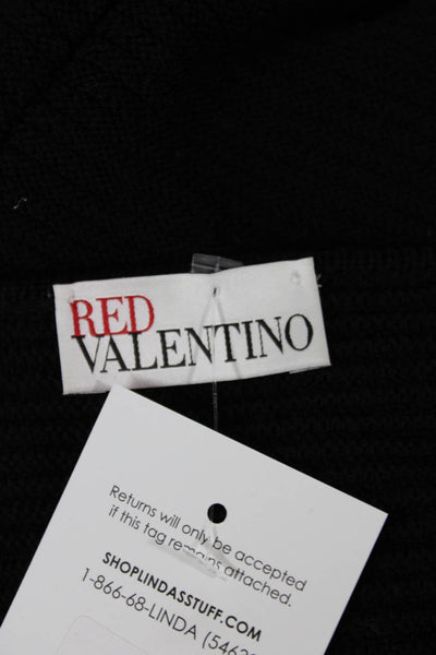 RED Valentino Womens Sweater Dress Black V-Neck Short Sleeve Size S