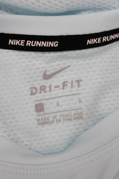 Nike Womens Basic Sleeveless Tank Top Light Blue Rayon Graphic Crew Neck Size L