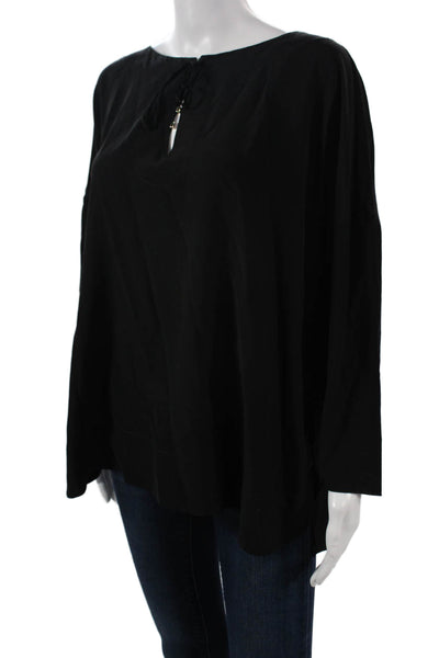 Piazza Sempione Women Tunic Blouse Black Boat Neck Long Sleeve Size 46
