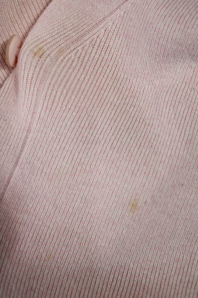 Escada Womens Pink V-Neck Button Cardigan Cashmere Wool Silk Viscose Size 42