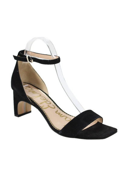 Sam Edelman Women's Heel Open Toe Suede Buckle Sandals Black Size 8.5