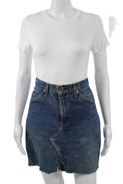 Levis Womens Dark Blue 100% Cotton Mini A-Line Skirt Solid Size 28
