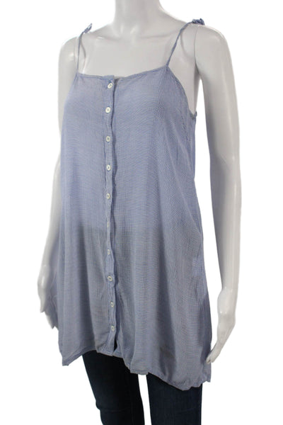 Faithfull Womens Striped Light Blue Camisole Button Up Rayon Size 4