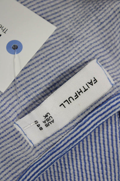 Faithfull Womens Striped Light Blue Camisole Button Up Rayon Size 4