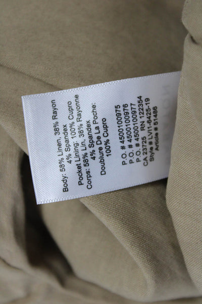 Babaton Womens Ankle Cropped Linen Blend Drawstring Pants Beige Size S