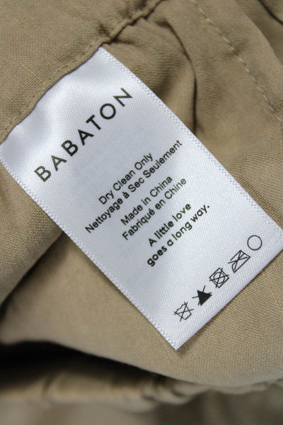 Babaton Womens Ankle Cropped Linen Blend Drawstring Pants Beige Size S