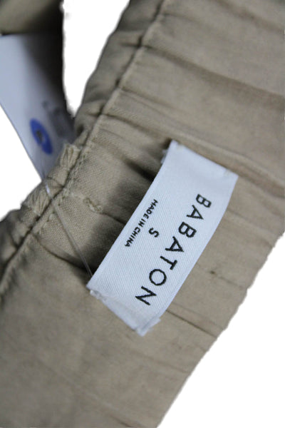 Babaton Womens Ankle Cropped Linen Blend Drawstring Pants Beige Size S