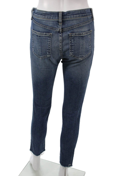 Rag & Bone Womens Ankle Cropped Skinny Jeans Dark Blue Mid Rise Button Size 26