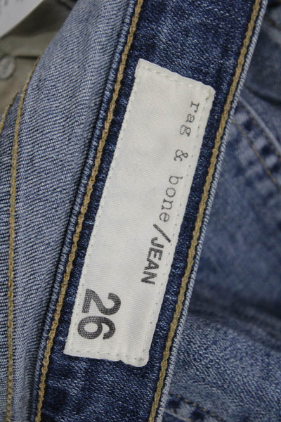 Rag & Bone Womens Ankle Cropped Skinny Jeans Dark Blue Mid Rise Button Size 26