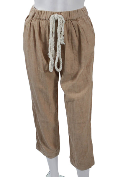 Free People Women Cropped Ankle Beige Cotton Blend Pants Size XS