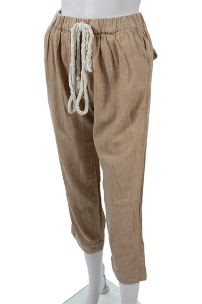 Free People Women Cropped Ankle Beige Cotton Blend Pants Size XS