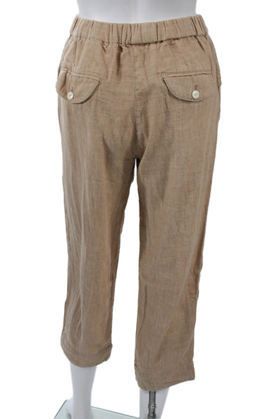 Free People Women Cropped Ankle Beige Cotton Blend Pants Size XS