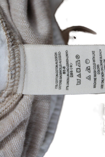 Free People Women Cropped Ankle Beige Cotton Blend Pants Size XS