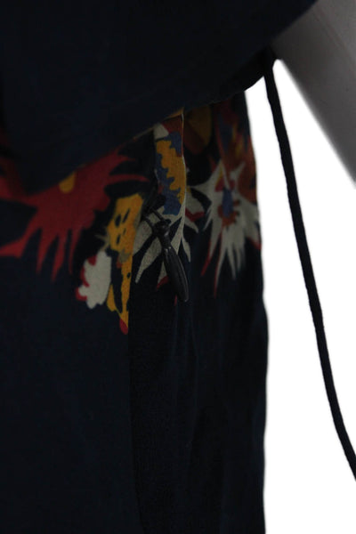 Madewell Womens Dark Blue Silk Fit Flare Sundress V Neck Midi Size 2