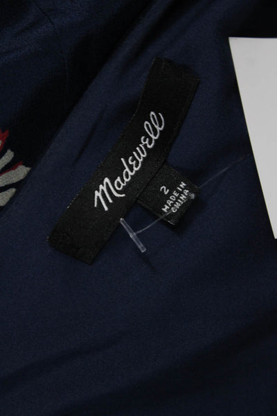 Madewell Womens Dark Blue Silk Fit Flare Sundress V Neck Midi Size 2
