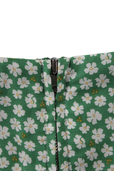 Reformation Women A-Line Mini Sundress Green Floral Tencel Linen Zip Size 4