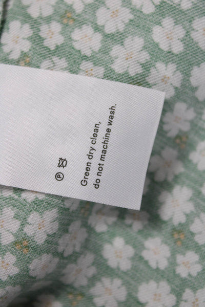 Reformation Women A-Line Mini Sundress Green Floral Tencel Linen Zip Size 4