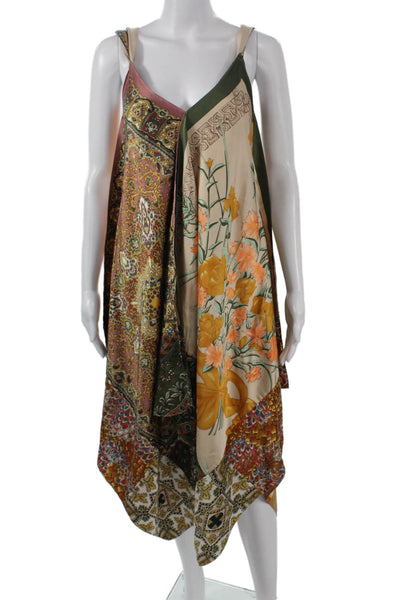 Tiny Womens Boho Floral Kaftan Midi V Neck Sleeveless Dress Size XS