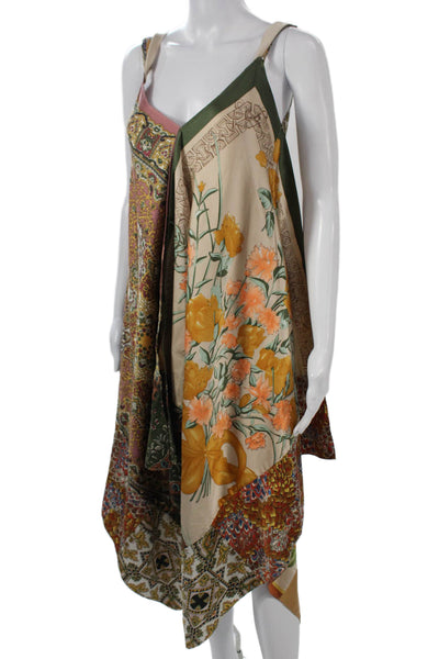 Tiny Womens Boho Floral Kaftan Midi V Neck Sleeveless Dress Size XS