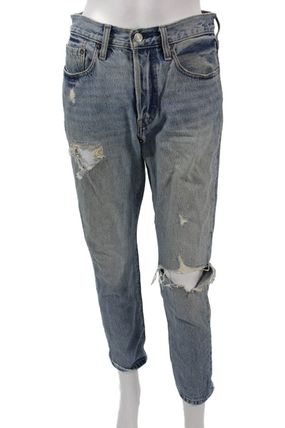 Levis Womens Straight Cropped Jeans Blue Cotton Mid Rise 90s Size 26