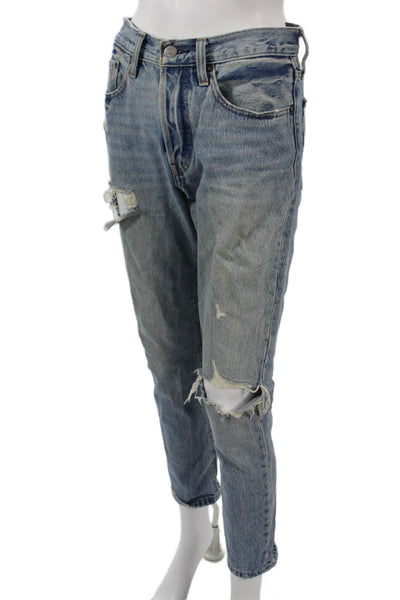 Levis Womens Straight Cropped Jeans Blue Cotton Mid Rise 90s Size 26