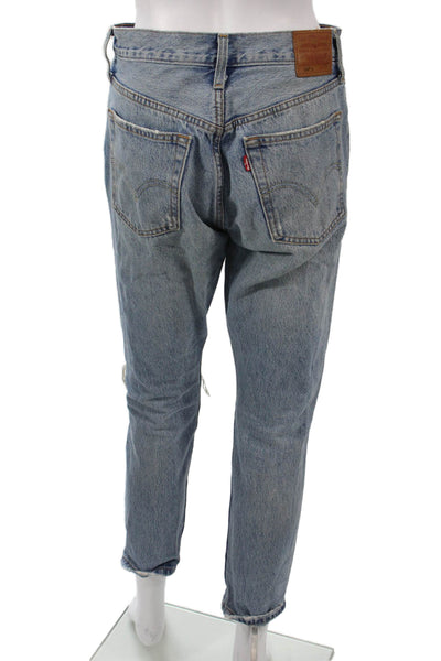 Levis Womens Straight Cropped Jeans Blue Cotton Mid Rise 90s Size 26