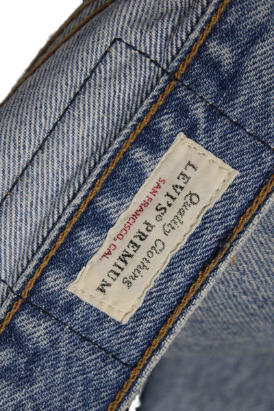 Levis Womens Straight Cropped Jeans Blue Cotton Mid Rise 90s Size 26