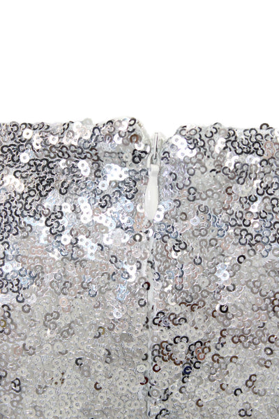 Tyler Boe Womens Shift Sequin Mini Dress Gray Long Sleeve 80s Size S