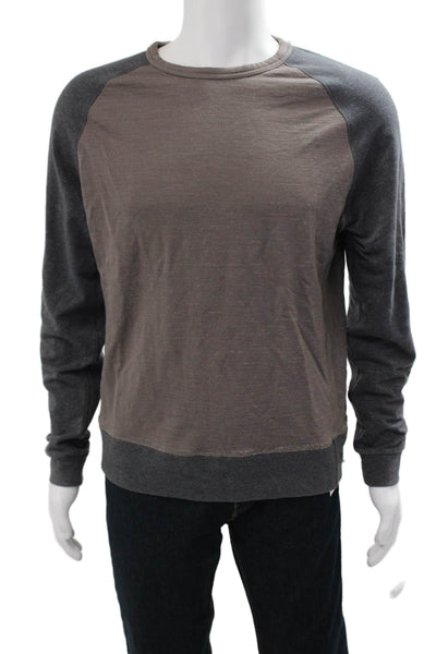 Lululemon Mens Pullover Sweatshirt Brown Zip Cotton Blend Long Sleeve Size S