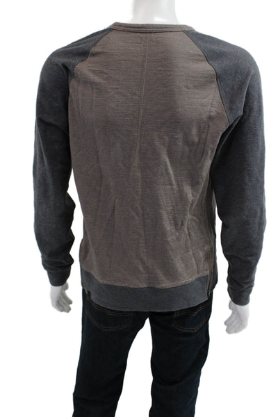 Lululemon Mens Pullover Sweatshirt Brown Zip Cotton Blend Long Sleeve Size S