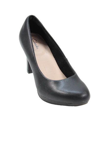 Clarks Collection Womens Leather High Heel Pumps Shoes Black Size 6