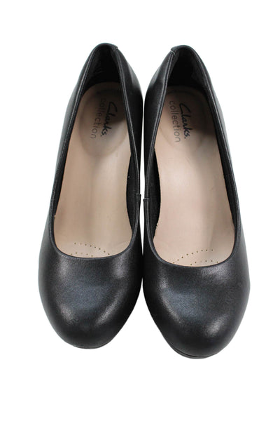 Clarks Collection Womens Leather High Heel Pumps Shoes Black Size 6