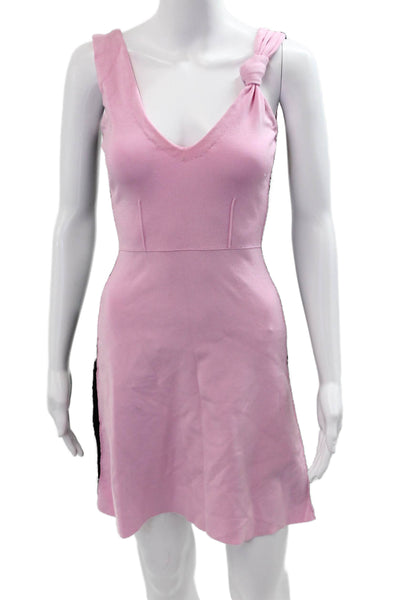 Sonia Sonia Rykiel Women A-Line Mini Dress Pink V-Neck Sleeveless Size XS