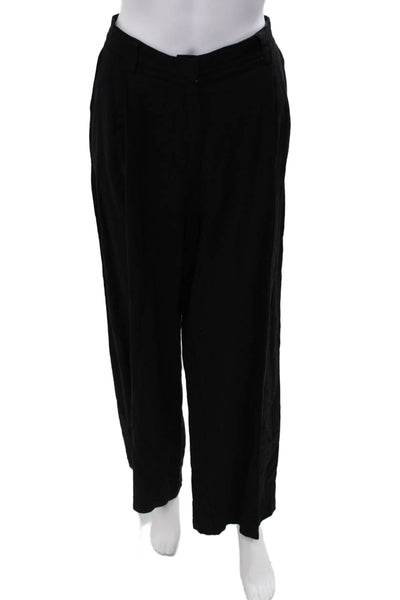 Lioness Women Black Dress Pants Linen Viscose Button Size M