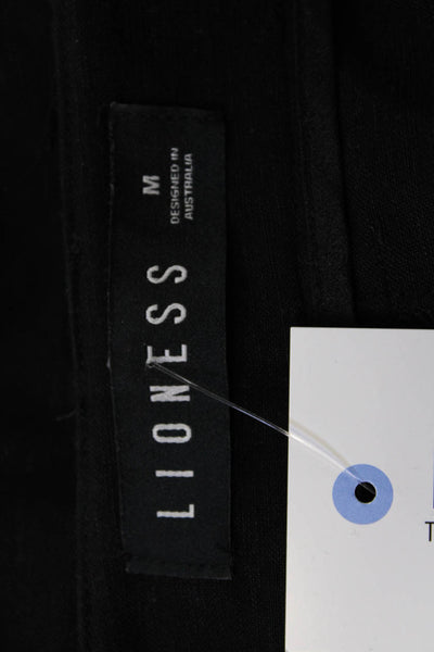 Lioness Women Black Dress Pants Linen Viscose Button Size M