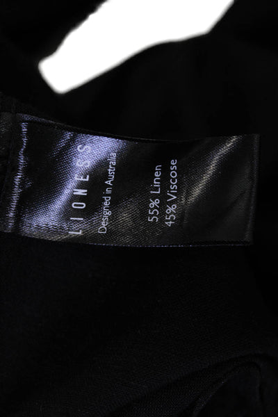 Lioness Women Black Dress Pants Linen Viscose Button Size M