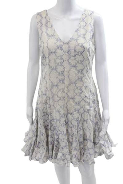 Rebecca Taylor Women A-Line Fit and Flare Beige Cotton V-Neck Dress Size 6