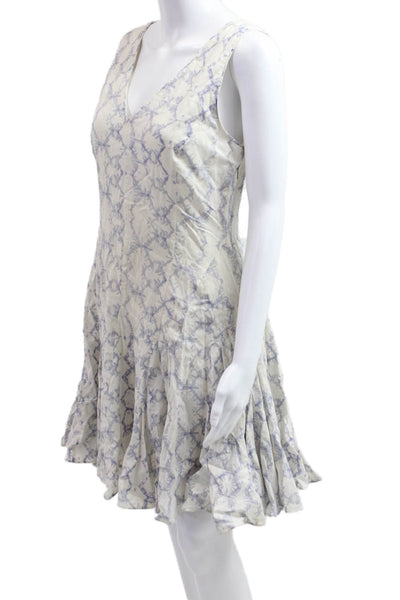 Rebecca Taylor Women A-Line Fit and Flare Beige Cotton V-Neck Dress Size 6