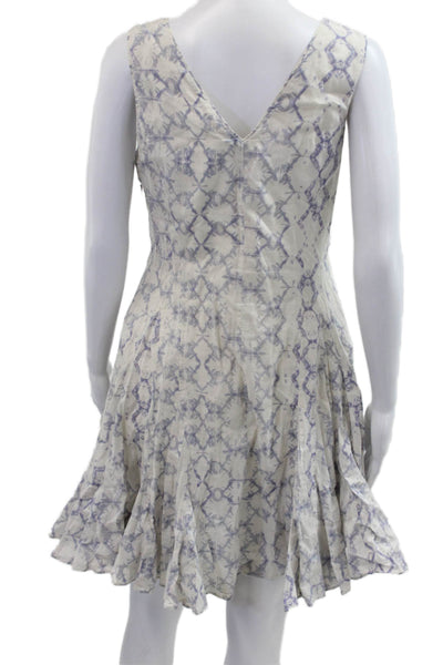 Rebecca Taylor Women A-Line Fit and Flare Beige Cotton V-Neck Dress Size 6