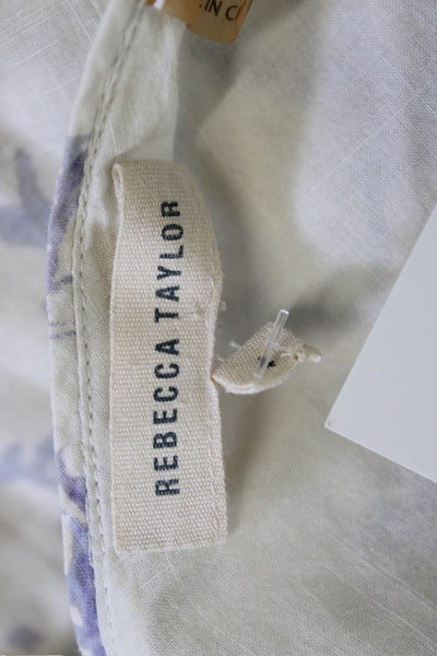 Rebecca Taylor Women A-Line Fit and Flare Beige Cotton V-Neck Dress Size 6