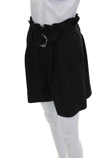 Ganni Women Bermuda Shorts Black Buckle Size 36