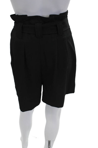 Ganni Women Bermuda Shorts Black Buckle Size 36