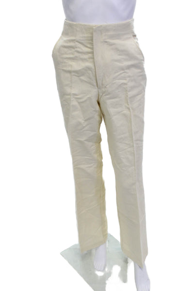 Zara Women Chino Dress Pants Beige Linen Cotton Size S